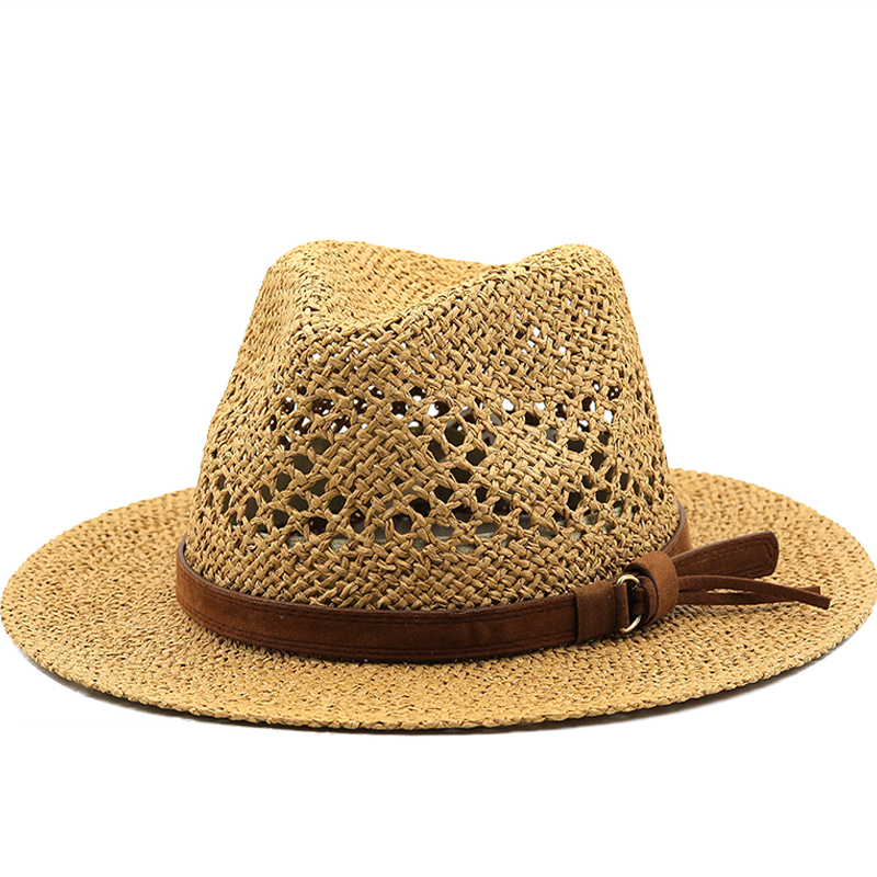 Cowboy Hat Straw - Hollow Men Raffia słomkowy kapelusz Słomiane
