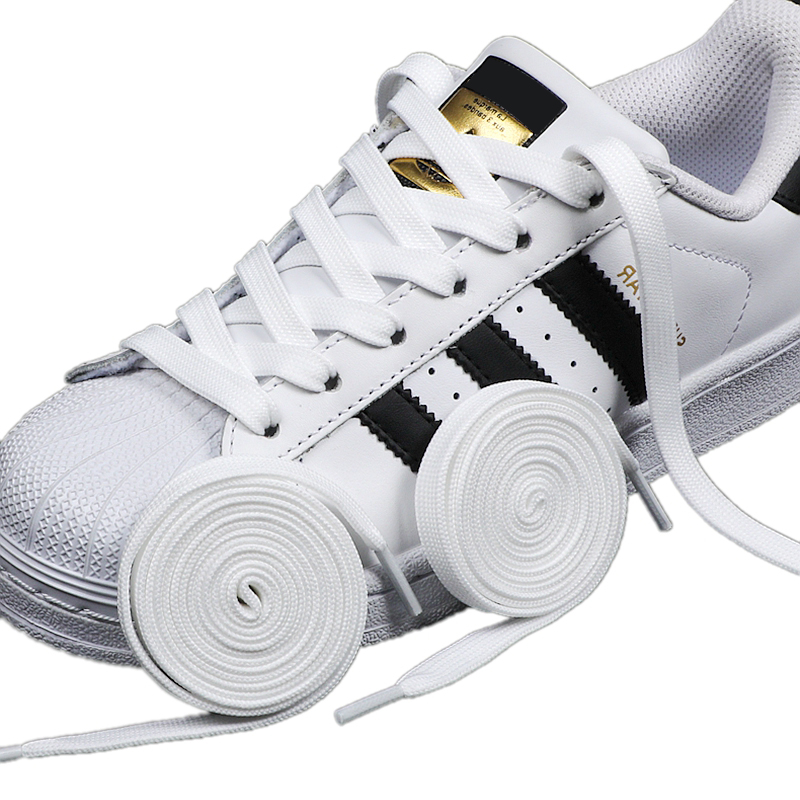 Adidas Shoes Superstar - 1 para czarno-białe sznurowadła płaskie podwójnie