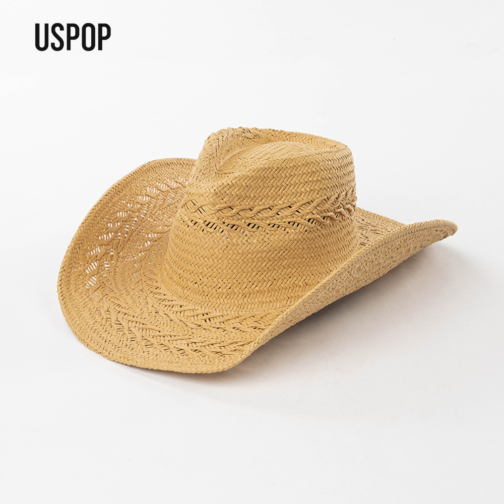 Cowboy Hat Straw - USPOP Damski letni kapelusz kowbojski ze