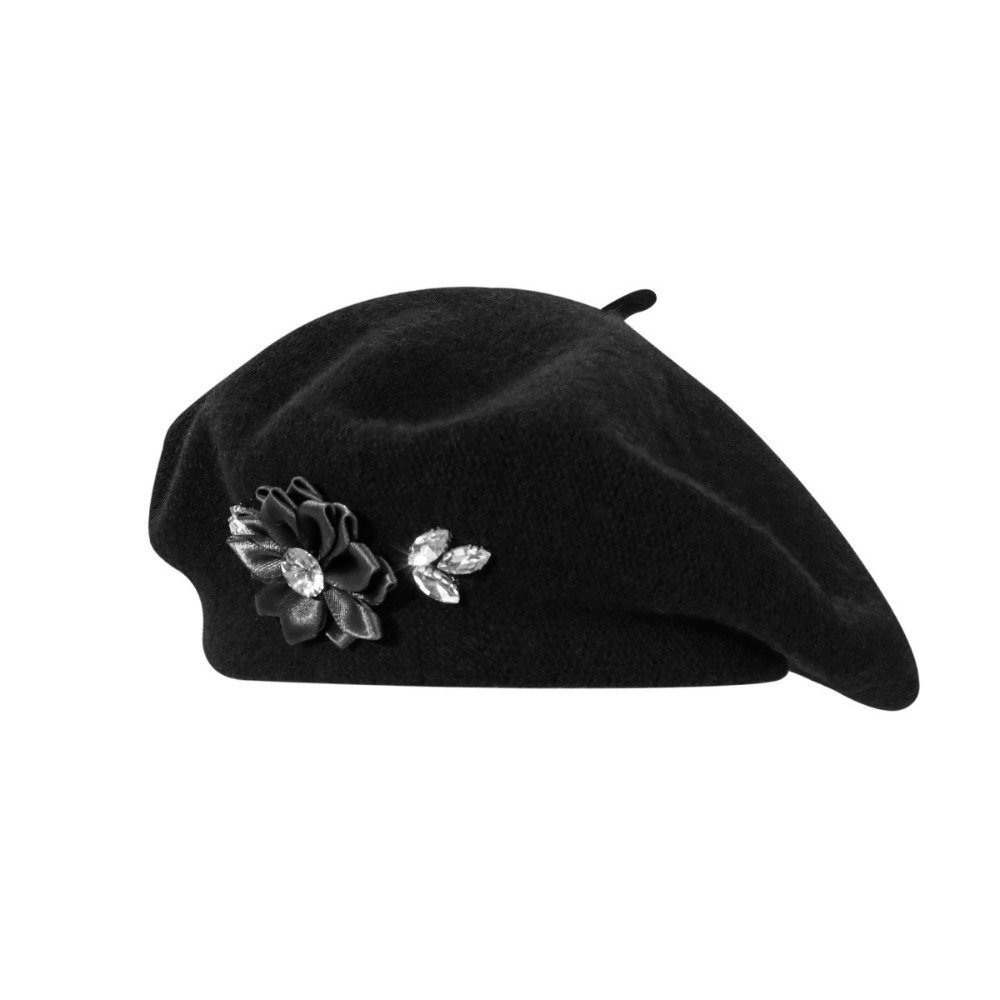 Beret French Wool - Modny beret wełniany w jednolitym kolorze,