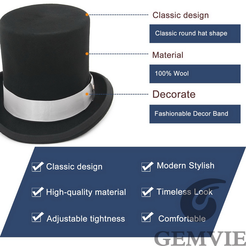 GEMVIE 17cm 100% wełniany filc – Fedora Hat Wool recenzja i cena